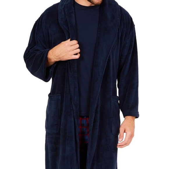 Men’s Nautica Navy Plush Robe - Picture 2 of 8